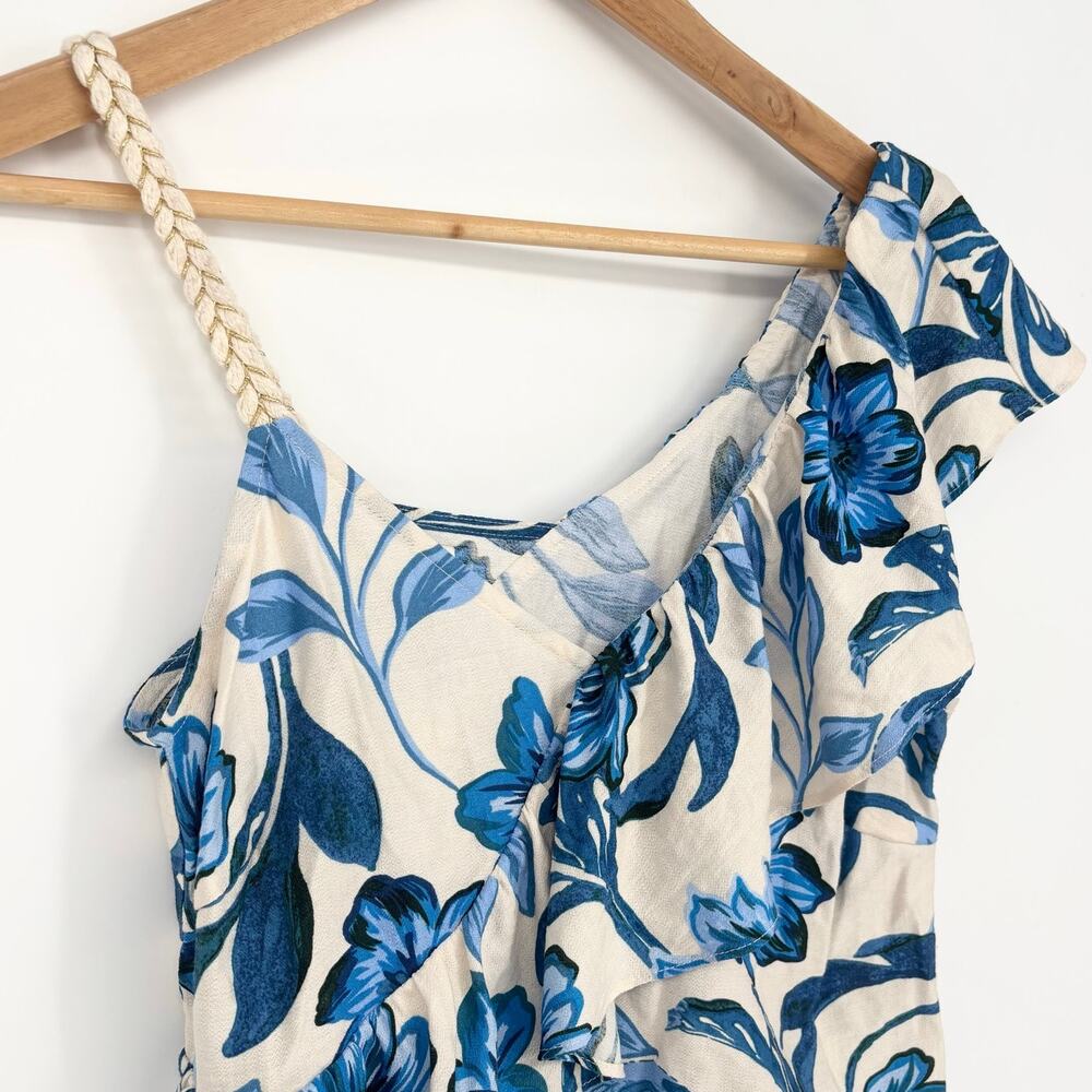 Adelyn Rae Blue Braided Strap Floral Ruffle Tank Size S - Picture 3 of 5